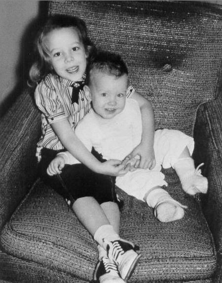 1956: Miki with her new baby sister, Terri
